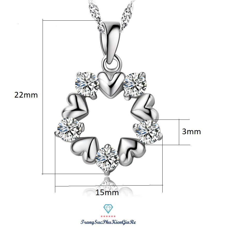 Dây chuyền mặt tròn trái tim đính đá mẫu mới bạc ý S925 giá hạt dẻ - DC38