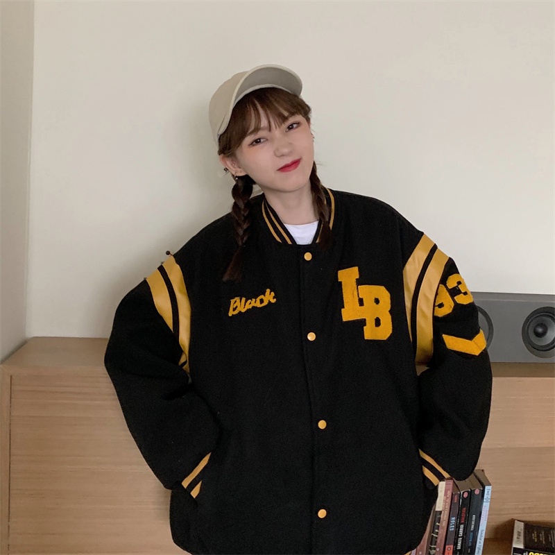 【ZHELIHANGFEI】Áo Khoác Bóng Chày Dáng Rộng Phong Cách Thời Trang Mỹ Dành Cho Cặp Đôi