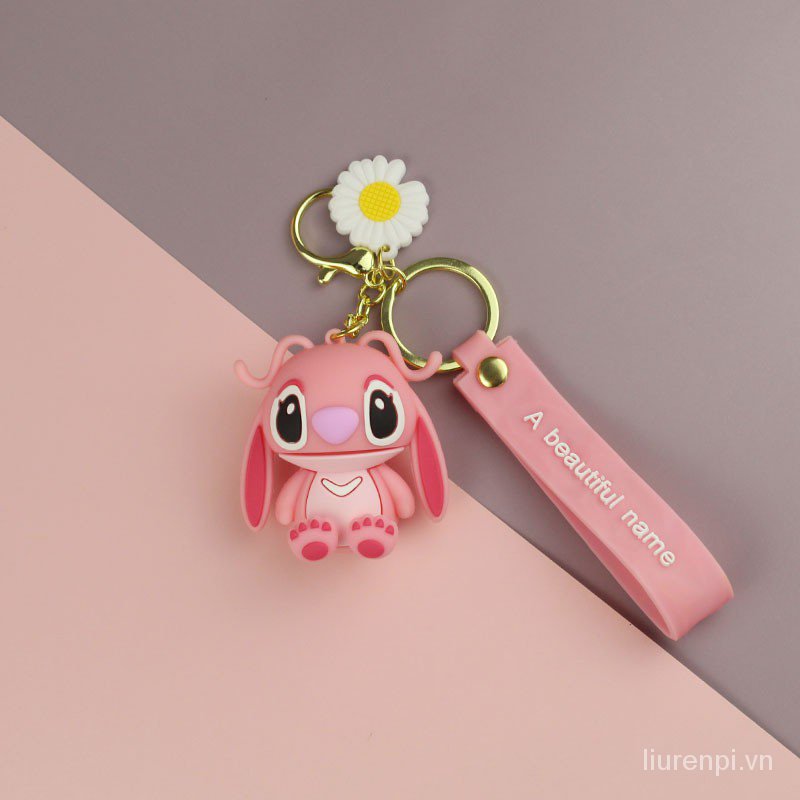 DISNEY Móc Khóa Đôi Tạo Hình Nhân Vật Stitch Đáng Yêu Disney Stitch keychain key ring wholesale Anime cartoon couple key ring couple pendant mobile phone ornaments car key ornaments Silicone key ring Metal keychain