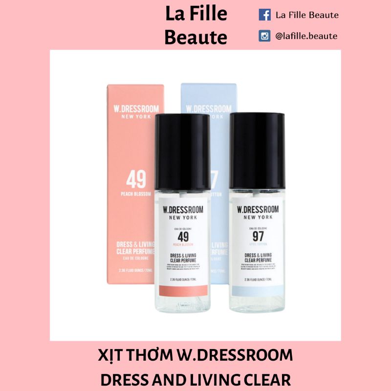 Xịt thơm W.dressroom Dress & Living Clear No.49, No.97, No.214, No.314 Limited