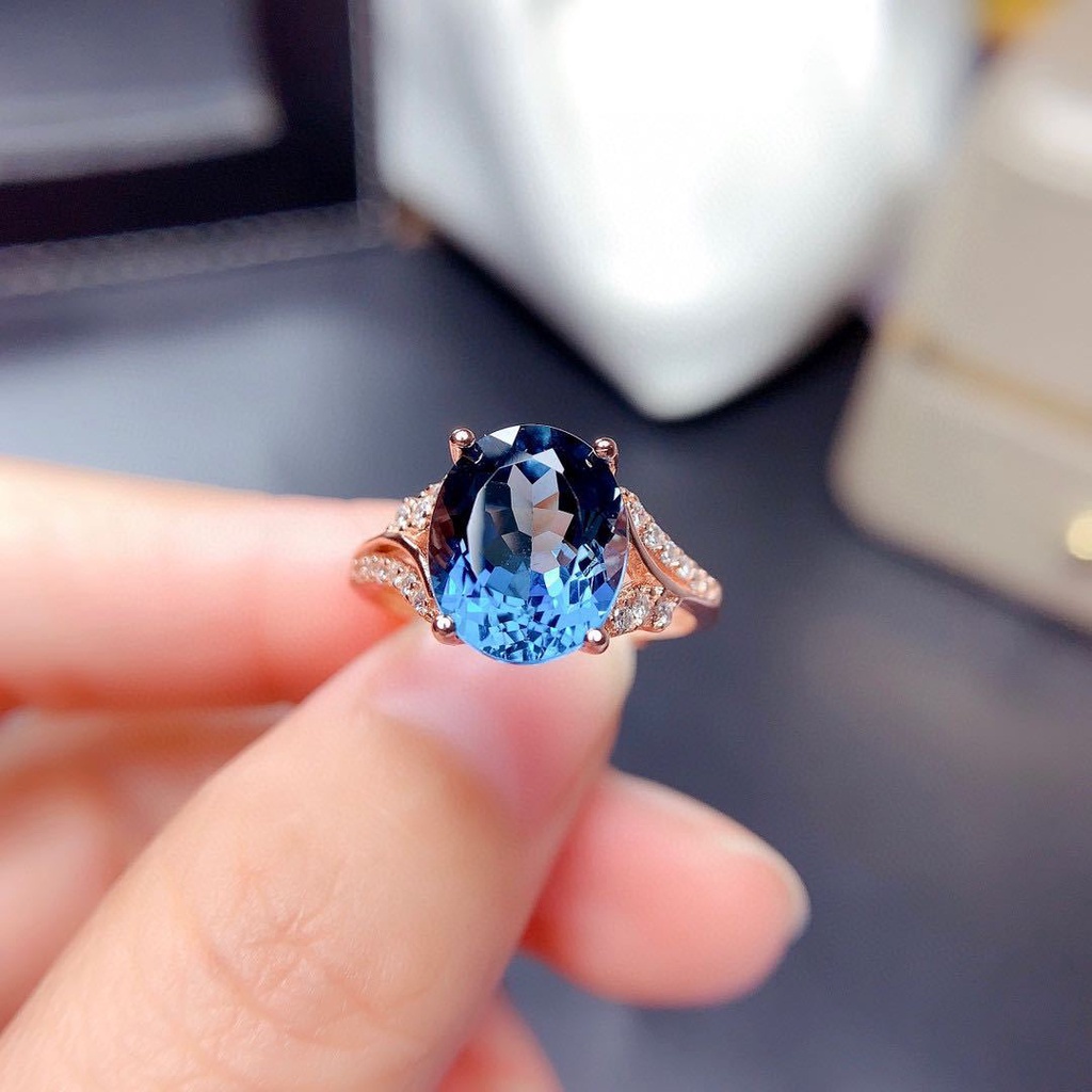 Vòng cổ Mặt Đá Topaz Xanh Tự Nhiên-JHS2-S