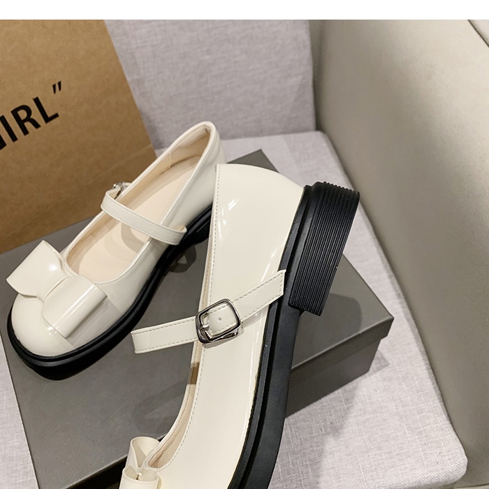 Giày Búp Bê Da Đính Nơ Phong Cách Retro Nhật Bản Cho Nữ