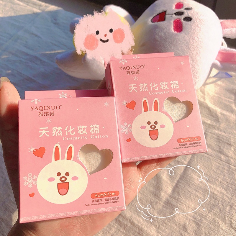 [Hàng mới về] Hộp 50 miếng bông tẩy trang YAQINUO cotton bằng vải không dệt mỏng tiết kiệm nước