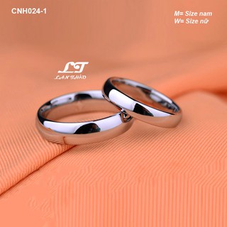 Nhẫn cặp đôi trơn bo tròn 4li Không đen không rỉ sét CNH024-1