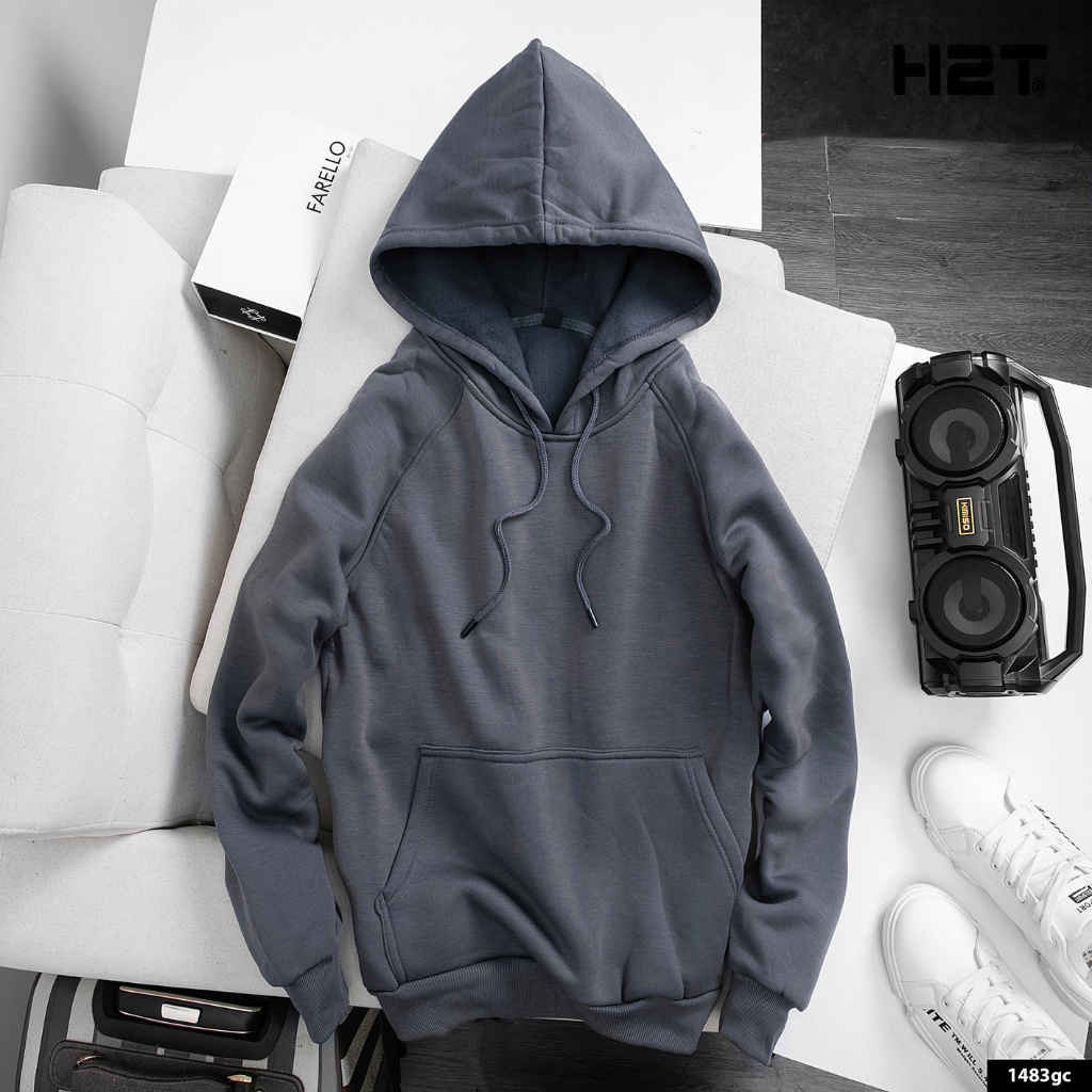 Áo Hoodie Trơn Thiết Kế H2T Kiểu Dáng Regular, Basic Phối Màu Sắc Trẻ Trung Năng Động, Vải Nỉ Bông Giữ Ấm Tốt 1487,1483