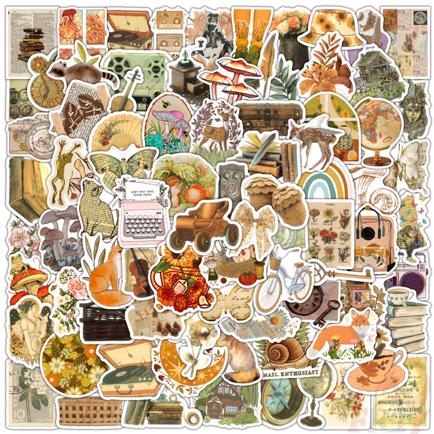 110 Cái / Bộ ❉ Điều trị gia tăng. Miếng Dán Trang Trí Thiết Kế Phong Cách Retro Độc Đáo ❉ Sticker Dán Tường Chống Thấm Nước Thời Trang