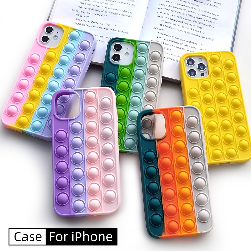 Ốp điện thoại silicon mềm bong bóng bóp xả stress cho iPhone 7 8 6 6s Plus SE 2020