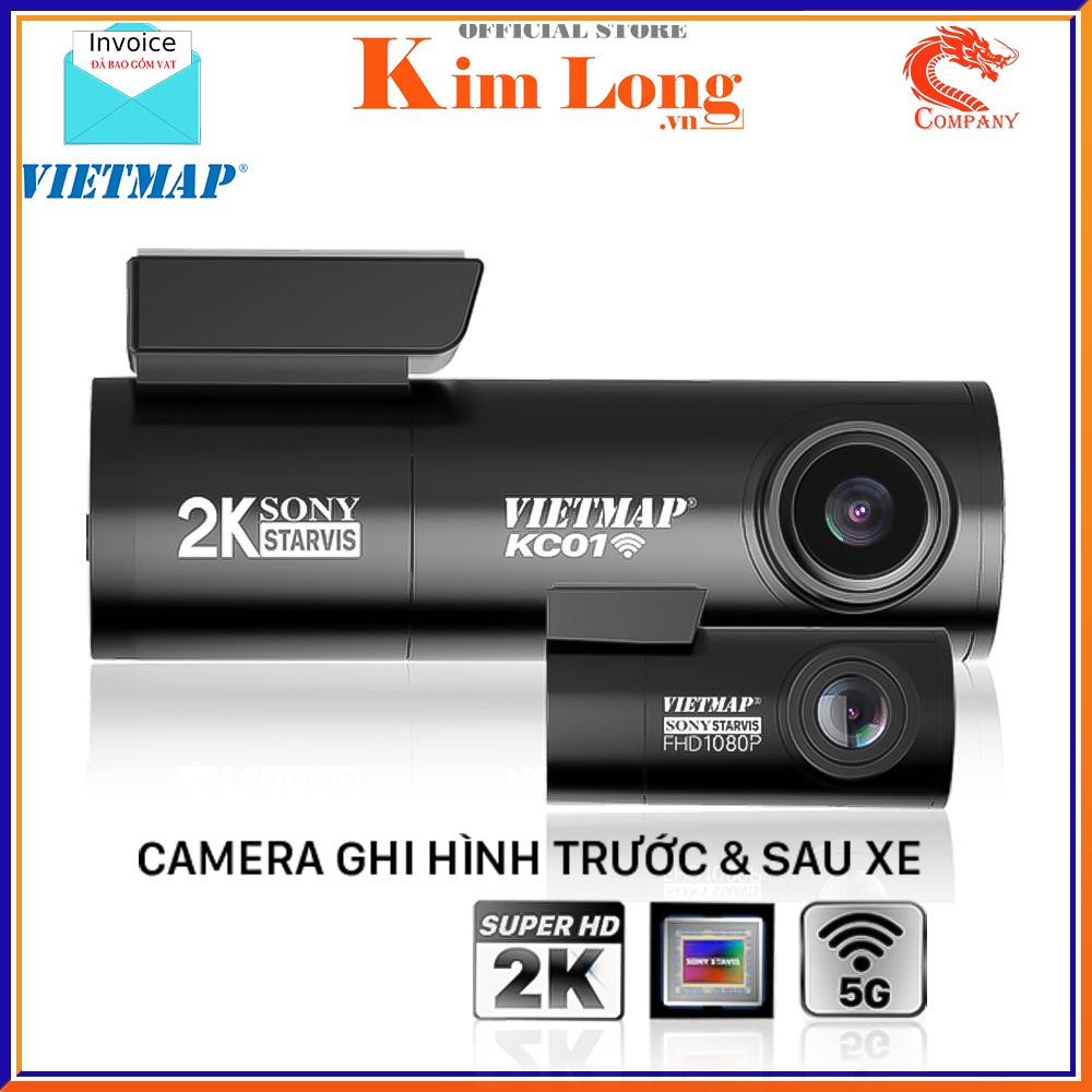 Camera hành trình Vietmap KC01 2K ghi hình kép - Chính hãng Vietmap