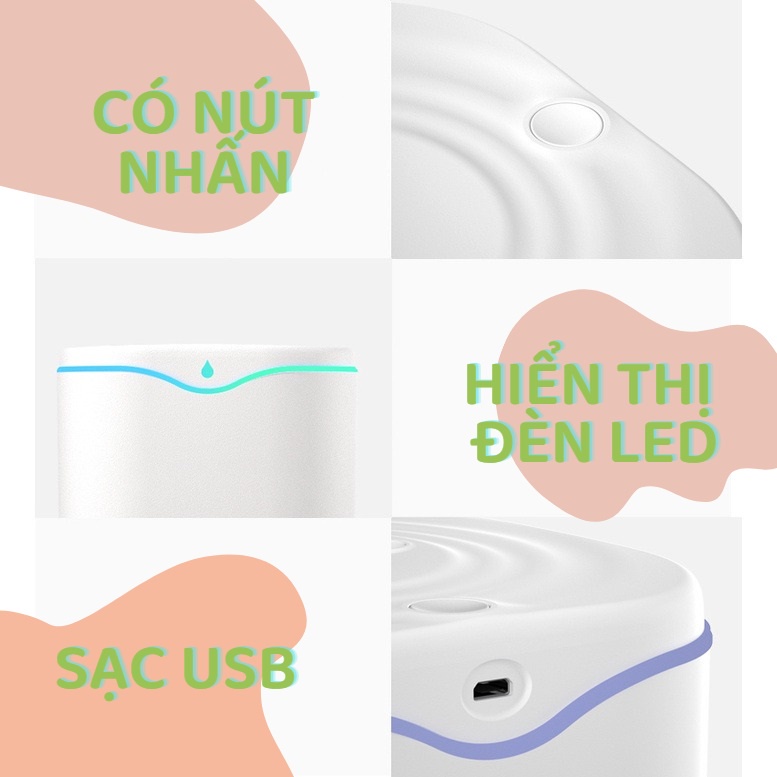 Máy Phun Sương Tạo Ẩm Khuếch Tán Tinh Dầu Dung Tích Lơn H2O 2000ML 2 Vòi Phun Độ Phủ Rộng Giữ Ẩm Trong Phòng Điều Hòa