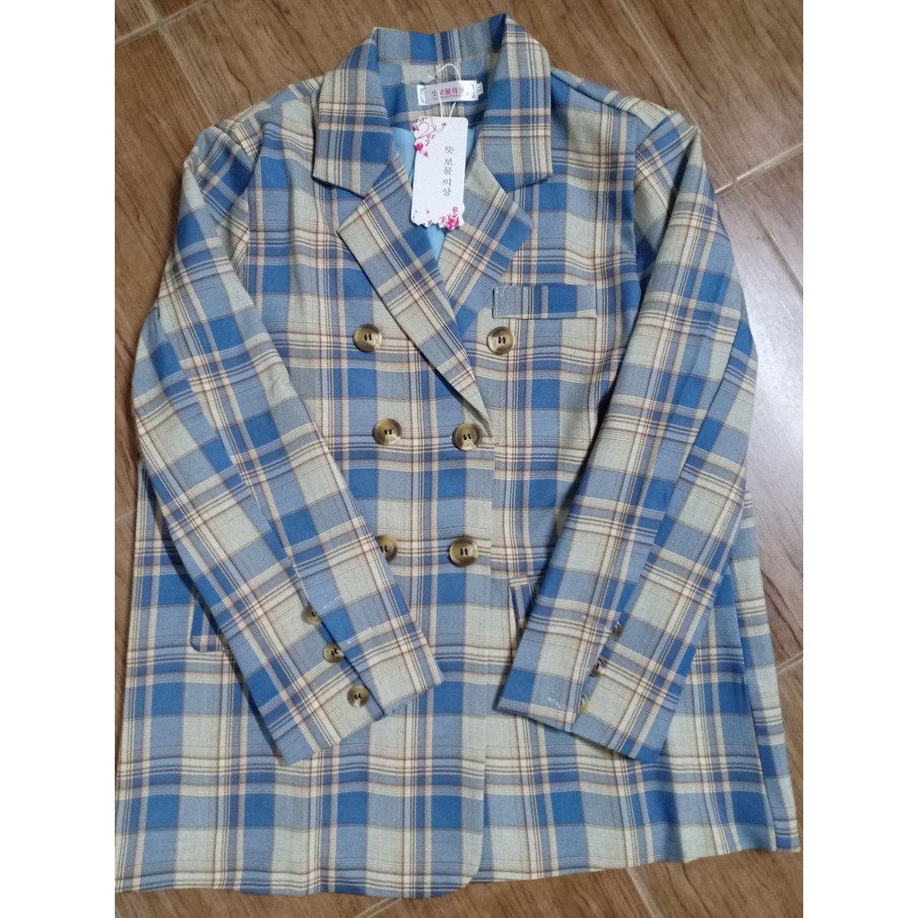 Sẵn Xanh-M(Hàng Đẹp)Ảnh thật 6 hình cuối-HC396.Áo blazer kẻ vintage mùa thu siêu xinh | BigBuy360 - bigbuy360.vn
