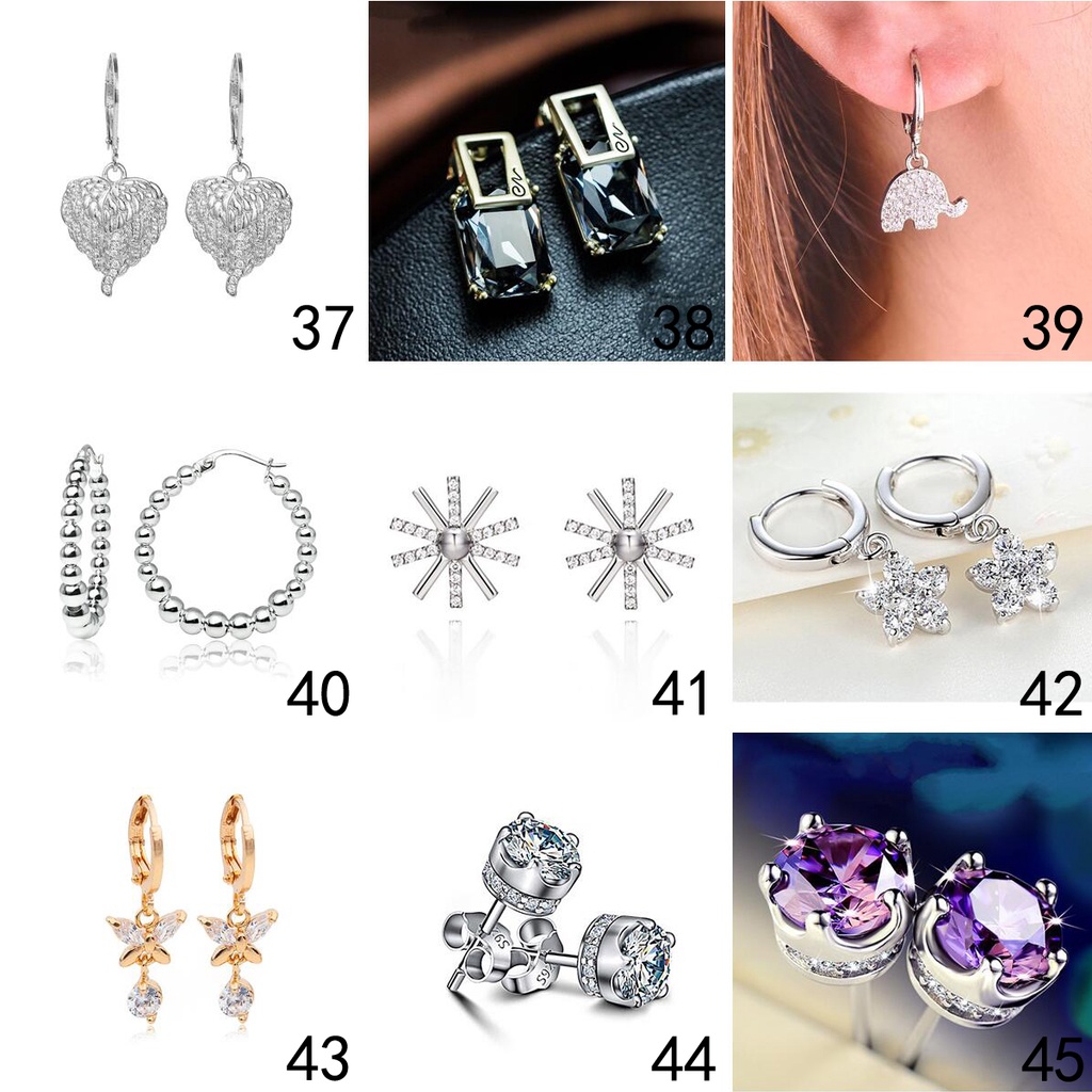 Khuyên tai bạc 925 nhiều kiểu dáng tùy chọn thời trang Hàn Quốc cho nữ Ed013