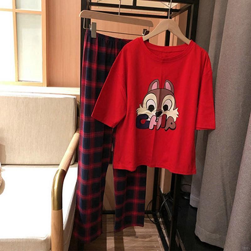 Bộ Đồ Ngủ Ngắn Tay In Hoạt Hình Dễ Thương Cho Nữ