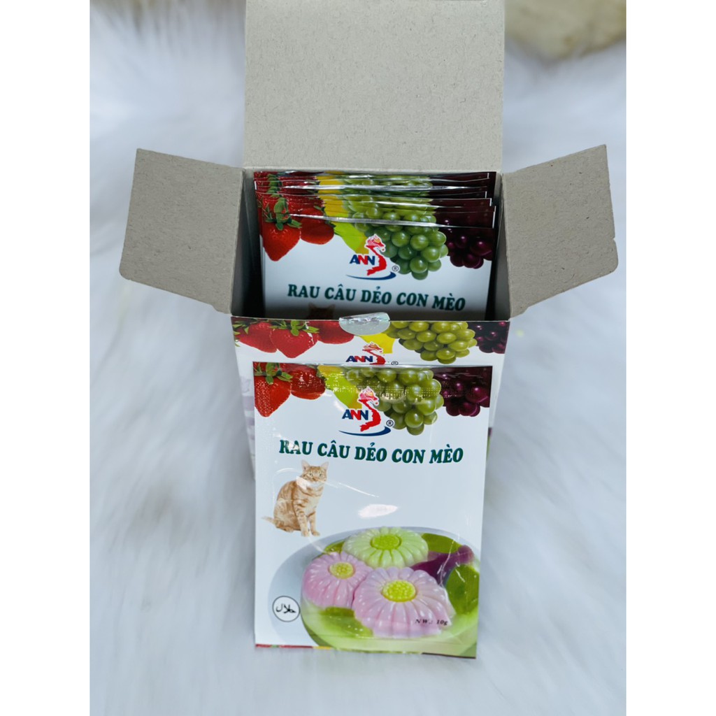 Rau câu dẻo CON MÈO 1hộp 12 gói 10 gram  – đảm bảo chất lượng