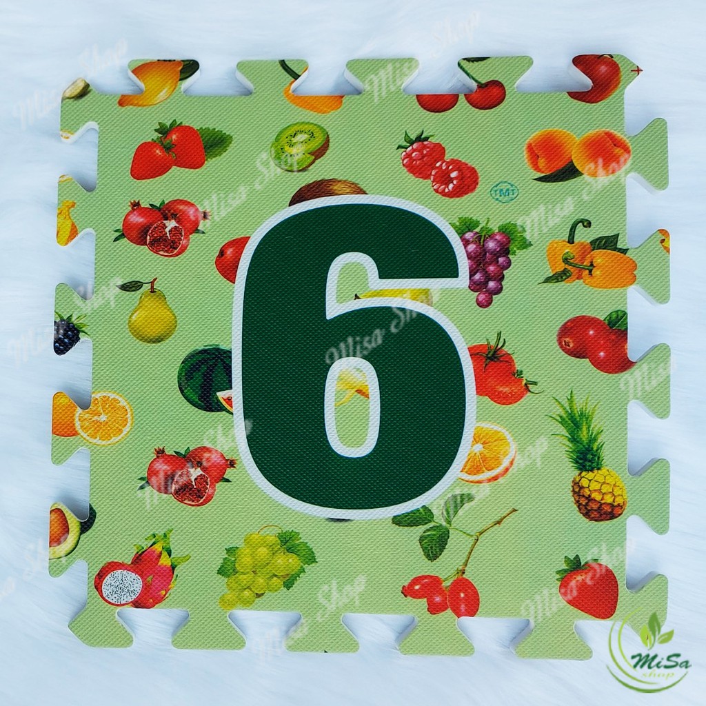 Bộ 10 tấm xốp lót sàn hình số đếm từ 0-9 in hình ảnh sẵn trên thảm , kích thước 30x30 cm/ tấm ghép lại