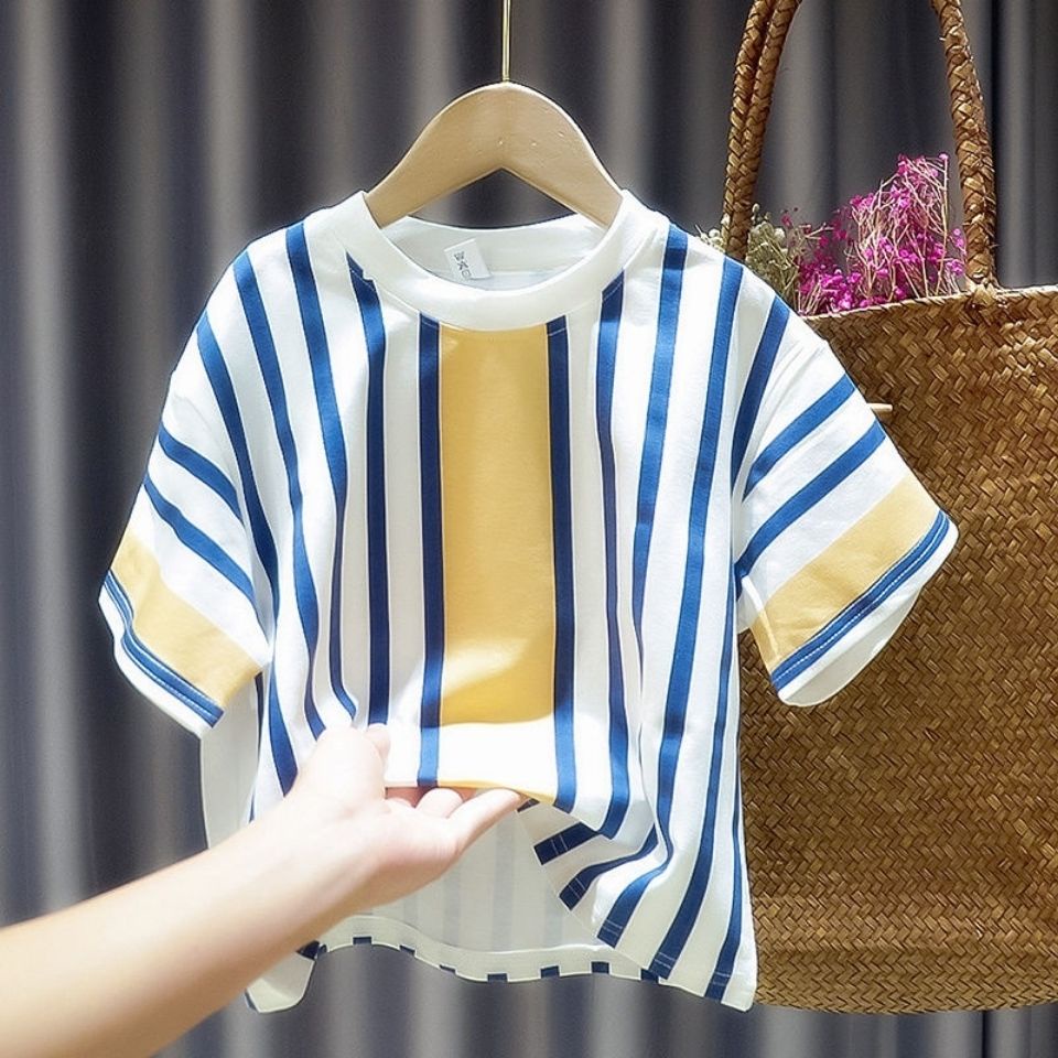 Áo Thun Tay Ngắn Dáng Suông Kẻ Sọc Ngang Dễ Phối Đồ Thời Trang Hè Phong Cách Hàn Quốc Mới Cho Nam 2023