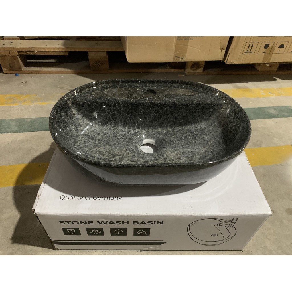 CHẬU LAVABO ĐẶT BÀN ĐÁ HÌNH ELIP VÂN ĐÁ ( VÒI GẮN TRÊN CHẬU )