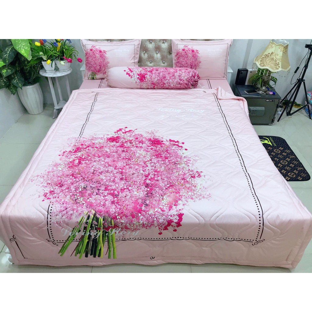 BỘ DRAP THUN LẠNH Ý 5D THÁI LAN CAO CẤP NHIỀU MẪU (INBOX CHỌN MẪU)