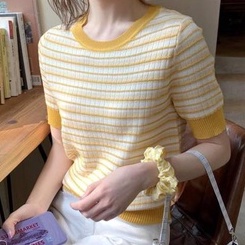 Áo thun NZN tay ngắn cổ tròn dáng rộng họa tiết kẻ sọc nhiều màu thời trang mùa hè cho nữ