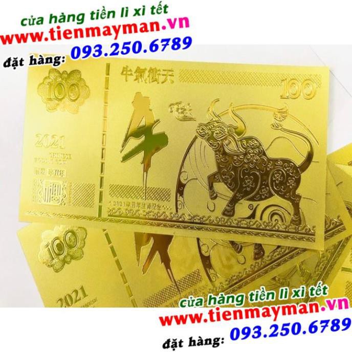 Tờ Tiền 100 Hình Con Trâu Mạ Vàng Plastic Macao May Mắn Tài Lộc