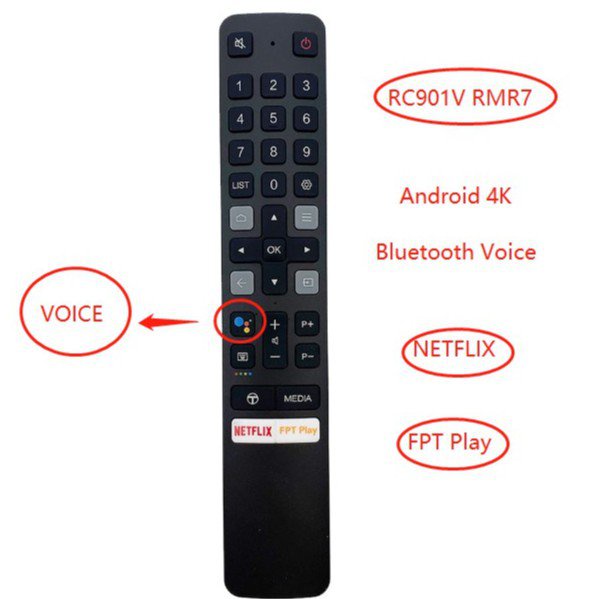 Điều Khiển Từ Xa Bằng Giọng Nói RC901V FMR7 Cho TV Thông Minh Android 4K Tcl TV 06-Btzny-RC901V Nexflix FFPT Play Ffnbedienung