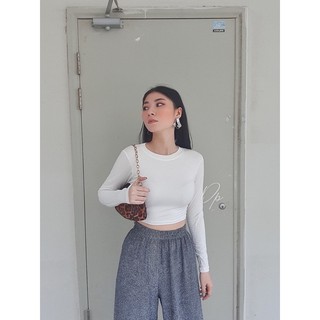 Áo Thun Croptop Ôm Body Cổ Tròn Dáng Basic