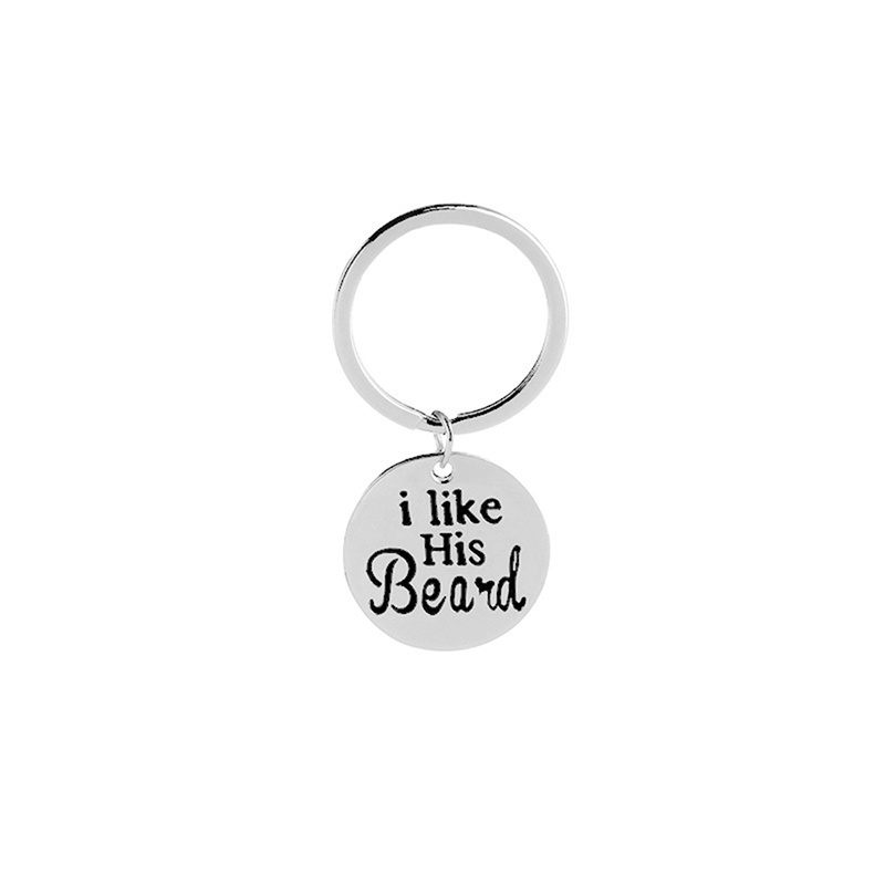 1Set Keychain I Like His Beard I Like Her Butt Hand Stamped Alloy Couple Keychain Wedding Gifts for Couple