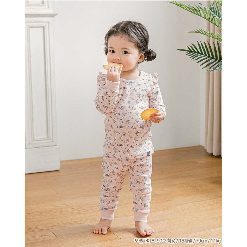 BỘ THU ĐÔNG DÀI TAY CAO CẤP TRẺ EM CỦA HÃNG CORDI-I, CHẤT THUN COTTON ORGANIC, MẪU HOA