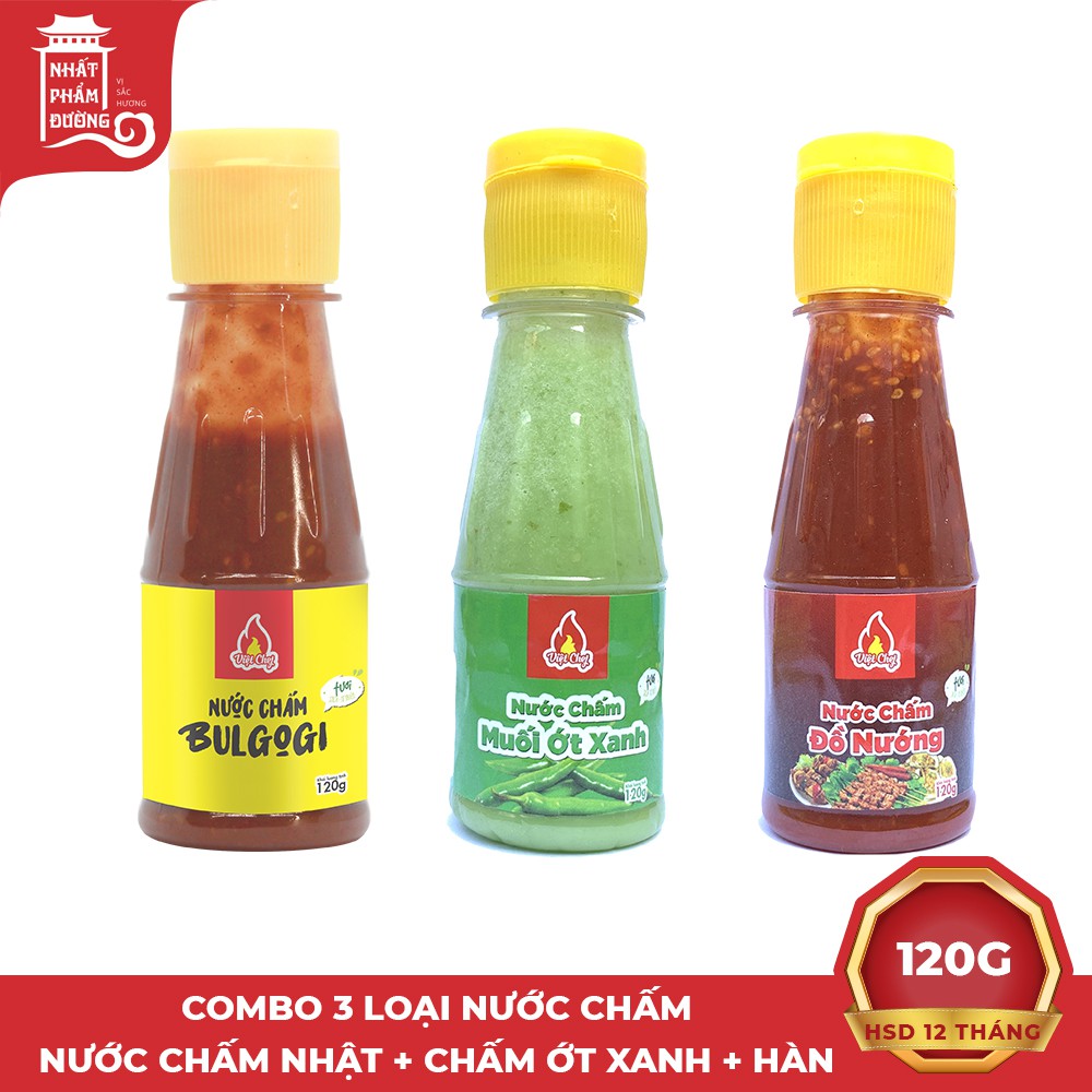 Set nước chấm lẩu nướng 3 vị - Nước chấm Nhật Bulgogi , nước chấm thịt nướng Hàn Quốc , nước chấm hải sản muối ớt xanh