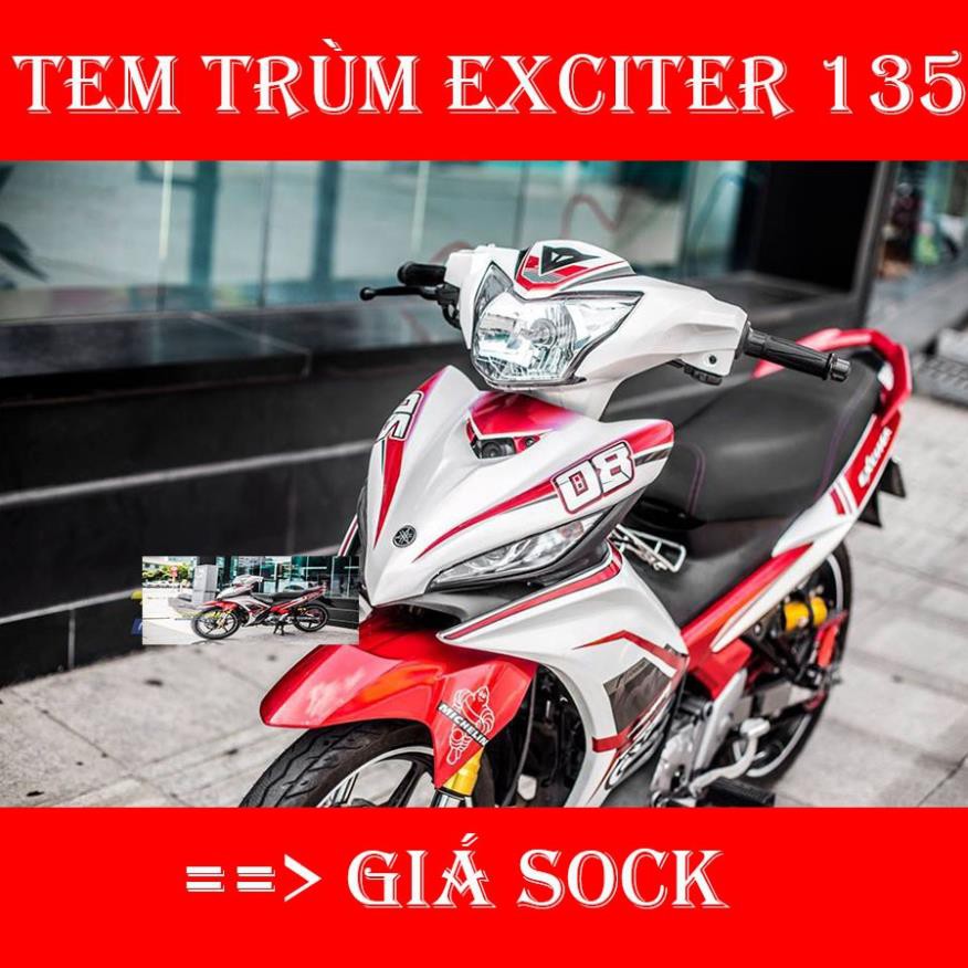 Tem Trùm Exciter 135 Đỏ Trắng Brembo