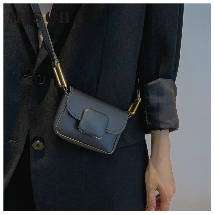 Mischa Túi Đeo Chéo Vai Đựng Tai Nghe Bằng Da PU Màu Trơn Nhỏ Gọn Thời Trang niche min