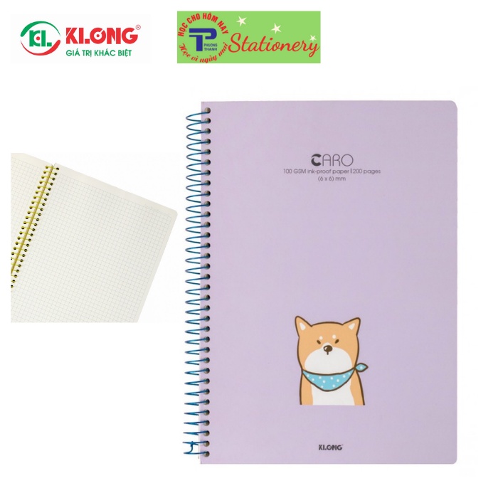 Sổ lò xo đơn Klong Caro  mm A4 - 200,300 trang; MS 590,591