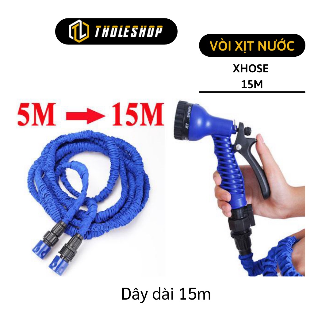 Vòi giãn nở Xhose 15M - Vòi xịt tưới cây, sân vườn, rửa xe thông minh bằng cao su và vải co giãn 3 lần 2130