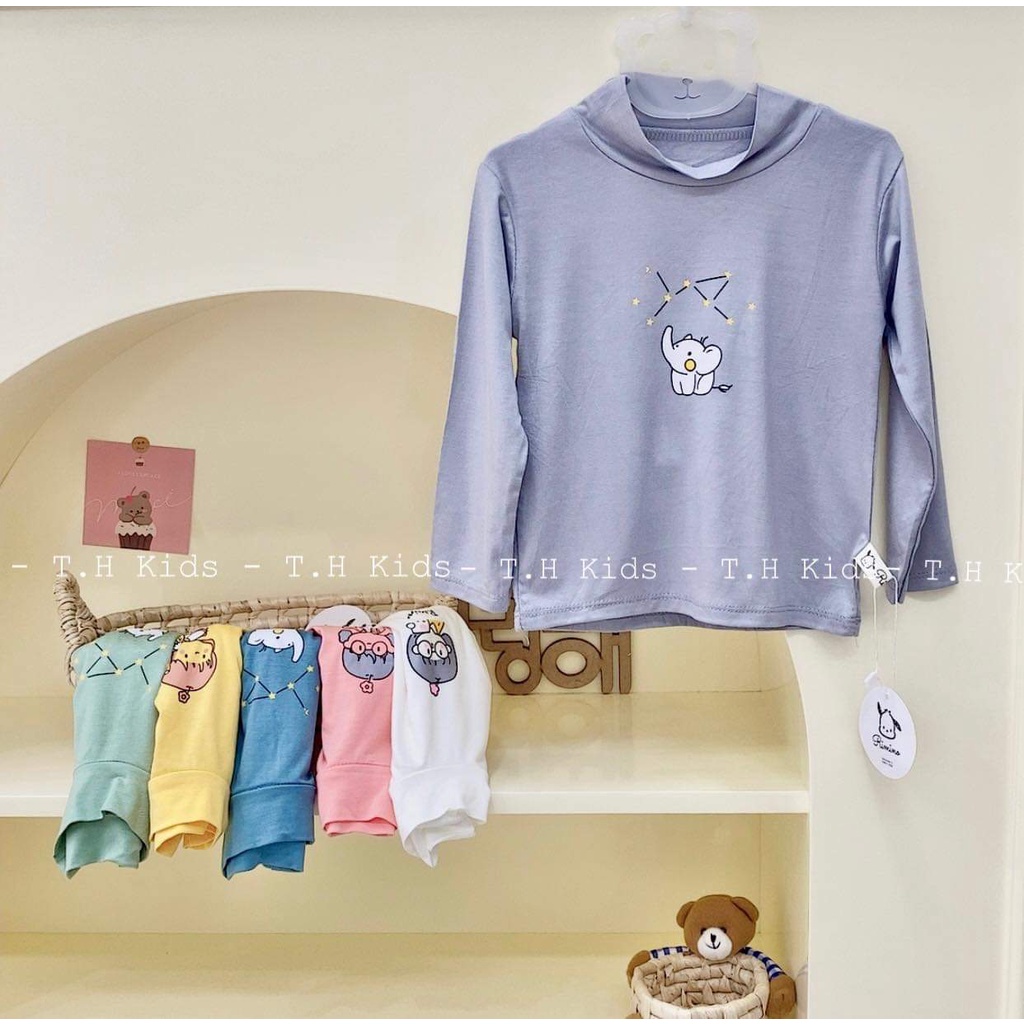 Áo thun lạnh dài tay cho bé trai gái cổ 3 phân cổ in chữ cho bé 2X Mart