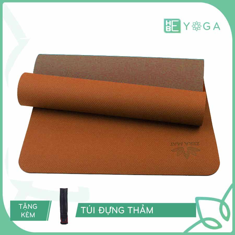 Thảm yoga TPE Zera Mat 2 lớp 8mm màu Nâu Tặng Kèm túi