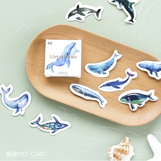 Bộ Hình Dán Sticker Cá Voi Xanh 45 miếng đáng yêu trang trí tranh, sổ tay, planner