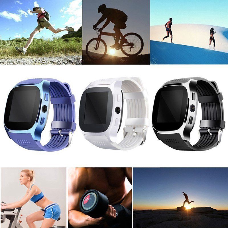 ★Electron With Camera Bluetooth T8 Smart Watches Pedometer GSM SIM Sports Fitness  Waterproof Wrist Watch For iPhone Samsung Phone