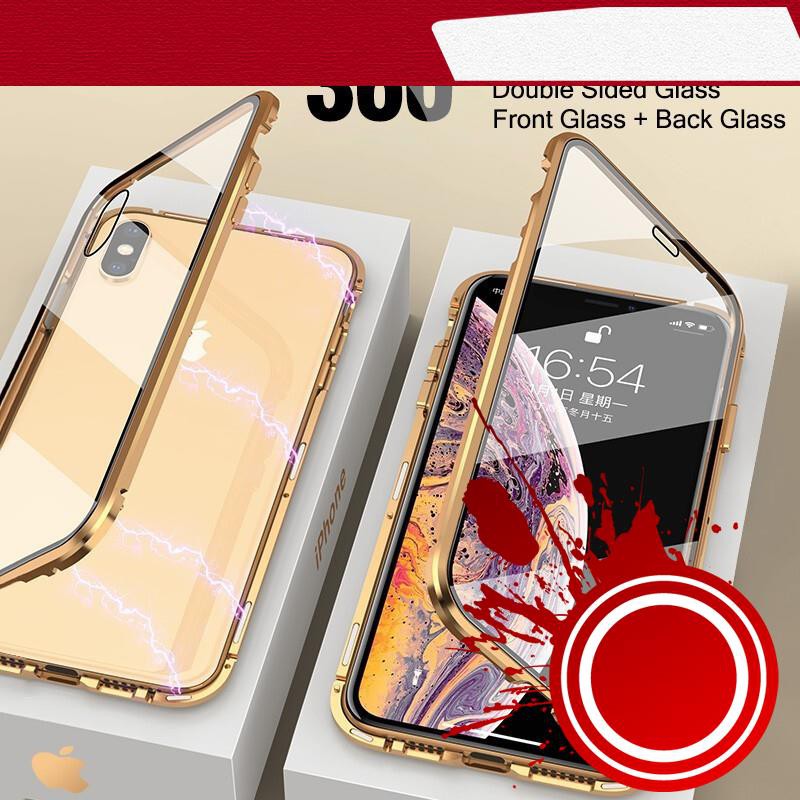 Ốp điện thoại kính cường lực hai mặt cho iPhone 6 6s 7 8 plus X XR XS MAX 11 PRO MAX