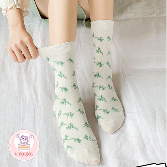 Tất nữ cổ cao màu xanh cực cute - Vớ nữ cao cấp T010