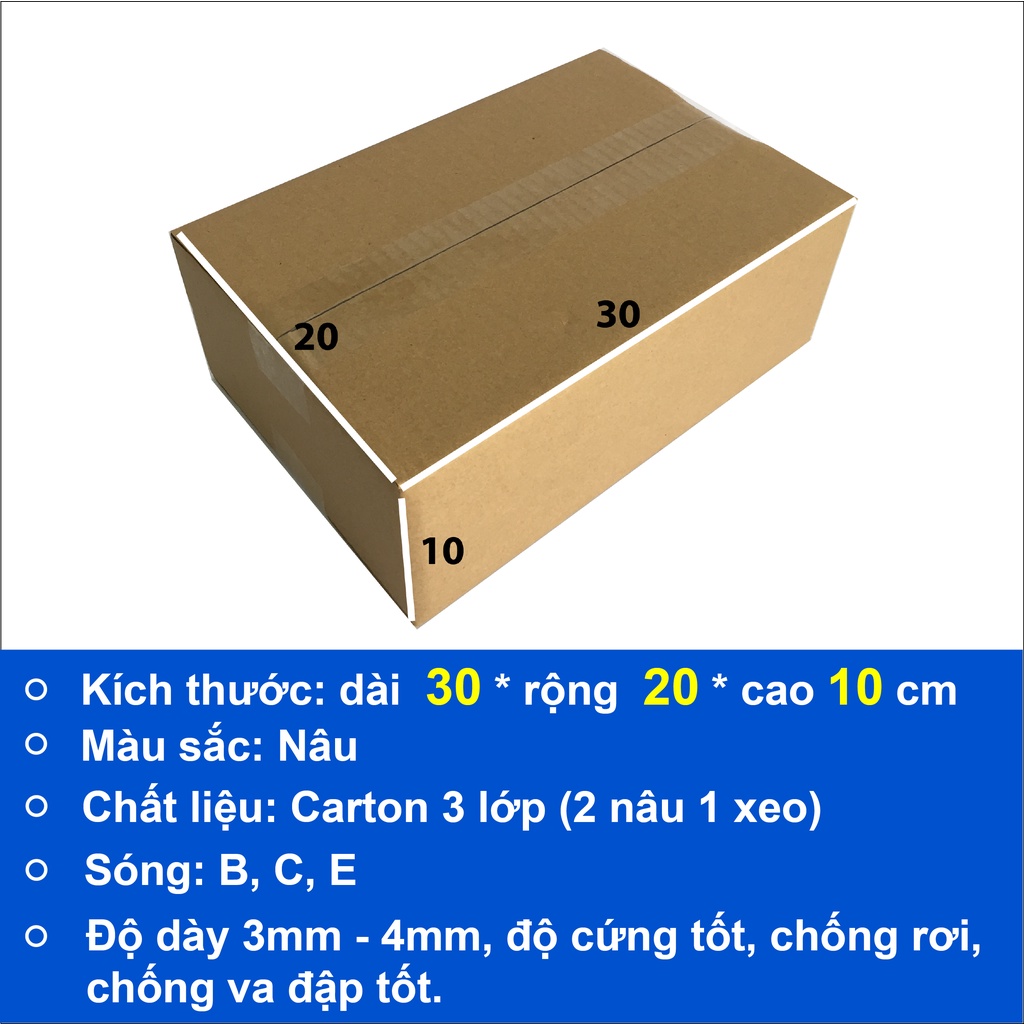 thùng hộp carton 30x20x10 bộ 50