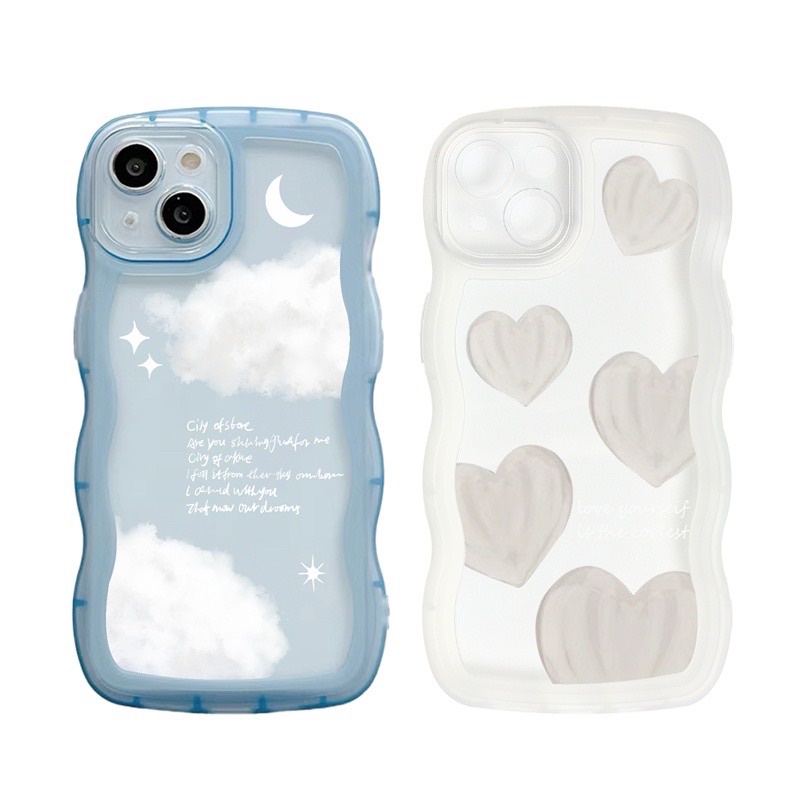 (SIÊU RẺ) Ốp lưng iphone viền sóng to hình mây trời, tim trắng 7plus/8/8plus/x/xr/xs/11/12/13/pro/max/plus
