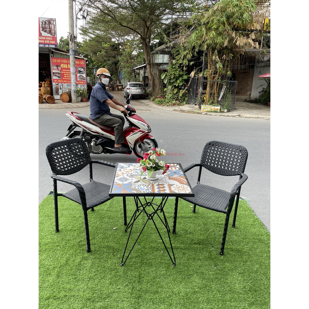 Bàn ghế cafe bàn ghế mây nhựa ngoài trời