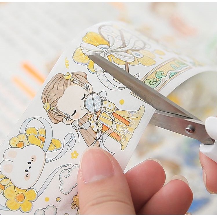 Washi tape cổ trang - băng keo trang trí - viền ánh kim - Hán phục A Bố - 4.5cm x 5m