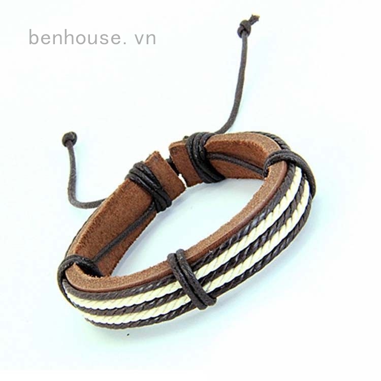 Vòng đeo tay da PU dây thắt dành cho nam