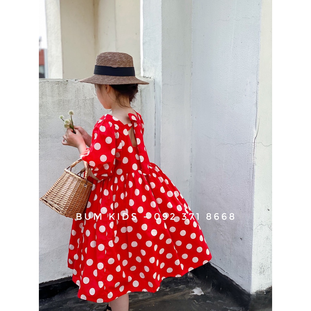 Váy chấm bi đỏ nổi bật cho bé gái size nhỡ cao cấp G14