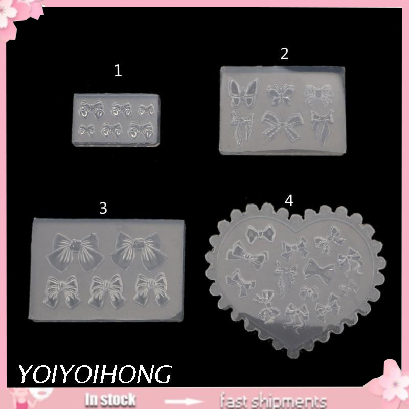 Khuôn silicon hình chiếc nơ nhỏ xinh dùng để trang trí móng thủ công nghệ thuật DIY