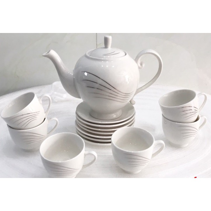 [SỈ SLL] BỘ ẤM TRÀ 6 TÁCH KÈM DĨA TRÁNG MEN HÀN QUỐC - QUÀ TẶNG CAO CẤP