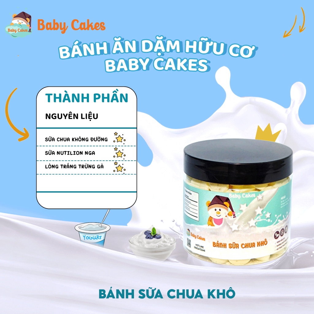 Bánh ăn dặm cho bé BabyCakes bánh sữa chua handmade 500ml giúp bé tập nhai đảm bảo vệ sinh an toàn thực phẩm dạng thanh