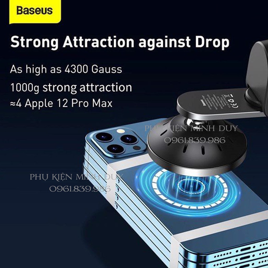 Đế giữ điện thoại tích hợp nam châm và sạc không dây 15W Baseus Big Energy Car Mount Wireless Charger trên oto
