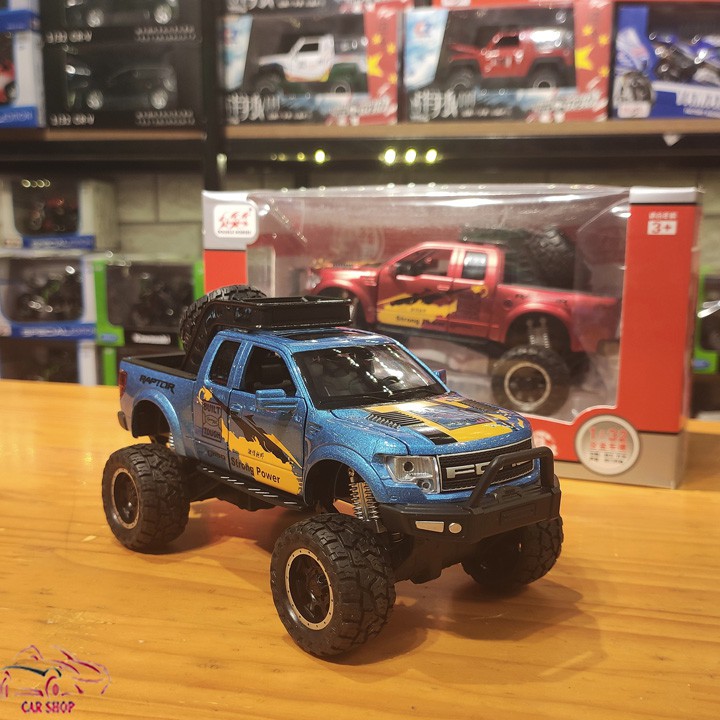 Xe mô hình ô tô Ford F150 Built Touch tỉ lệ 1:32 màu xanh