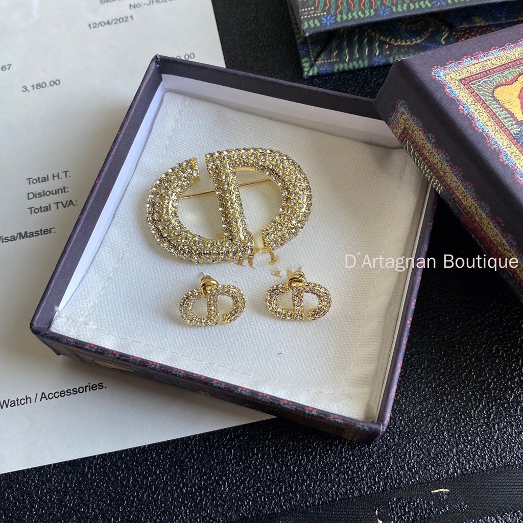 'Boutique spot'A643 CD kim loại bông tai stud kim cương  Hàn Quốc 2022 Mới tái tạo thanh lịch retro thời trang không phai bông tai cho phụ nữ